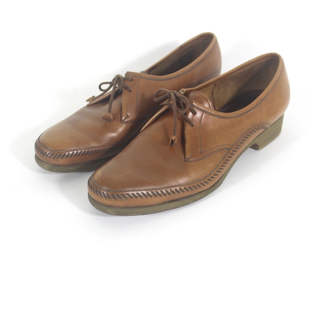 Barker of Earls Barton England Caramel Leather Oxford Shoes Womens Tan Brown